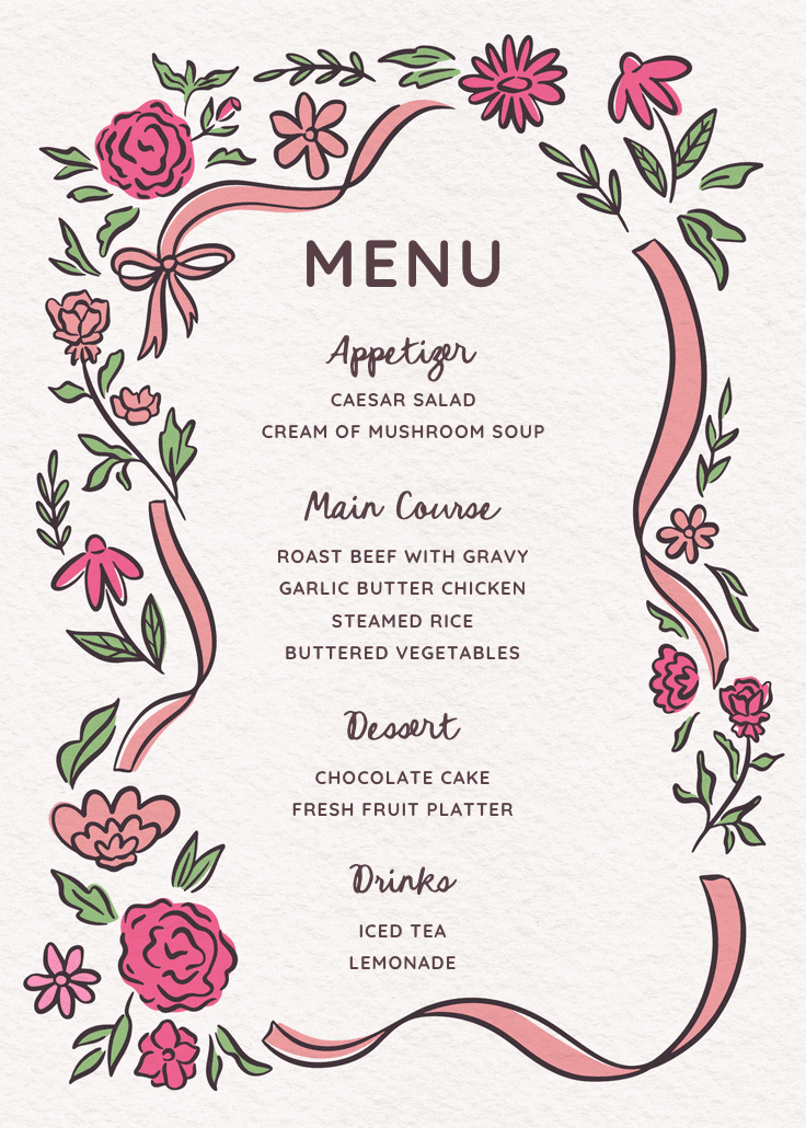 Simply romantic - menú