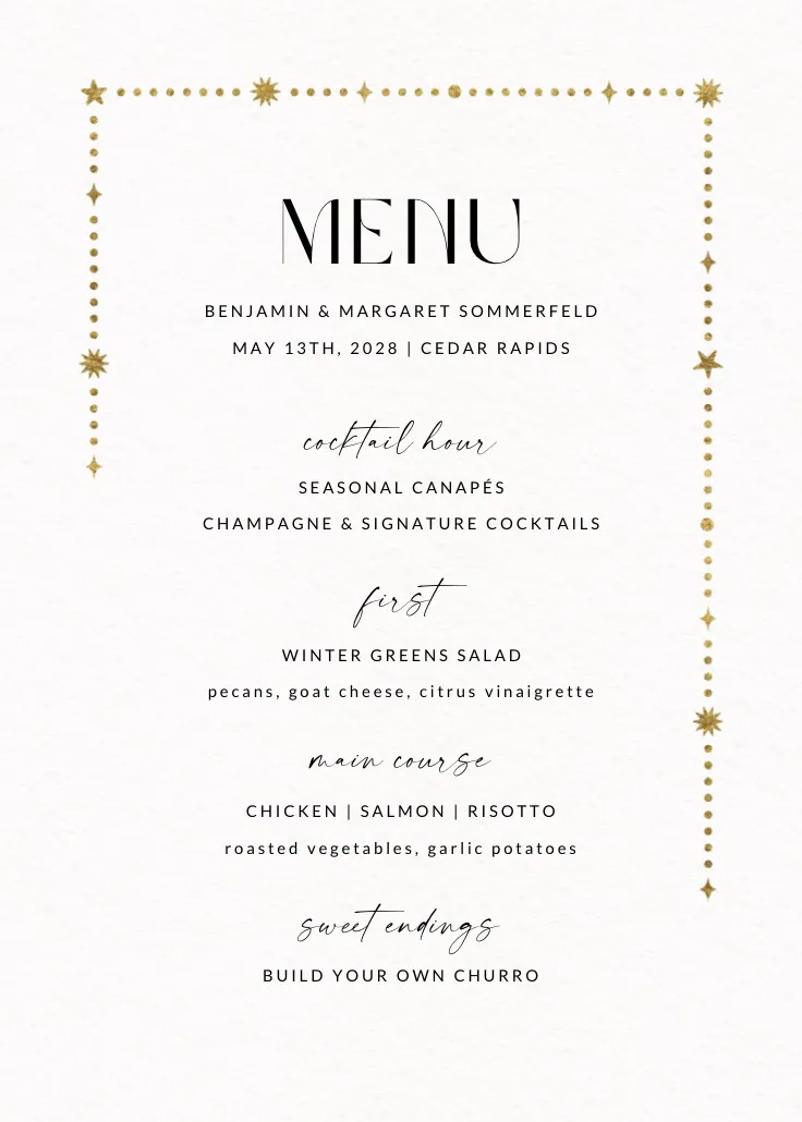 Starry night - menú