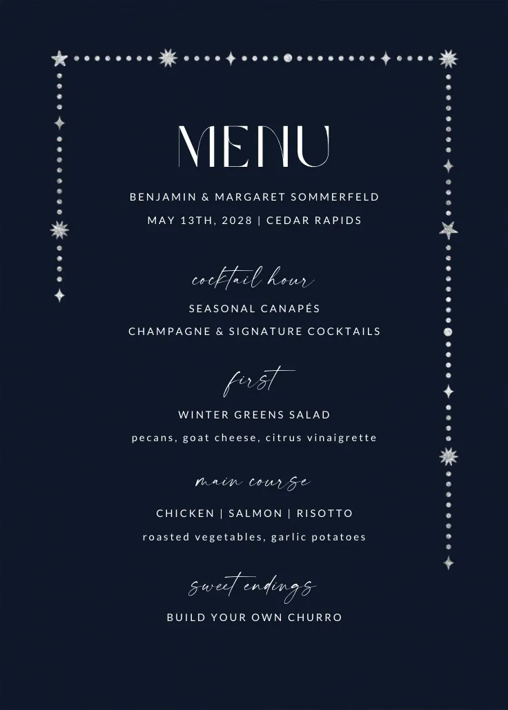 Starry night - menú