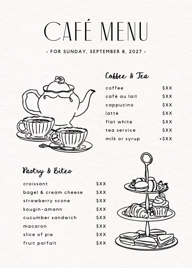 Vintage service - menú