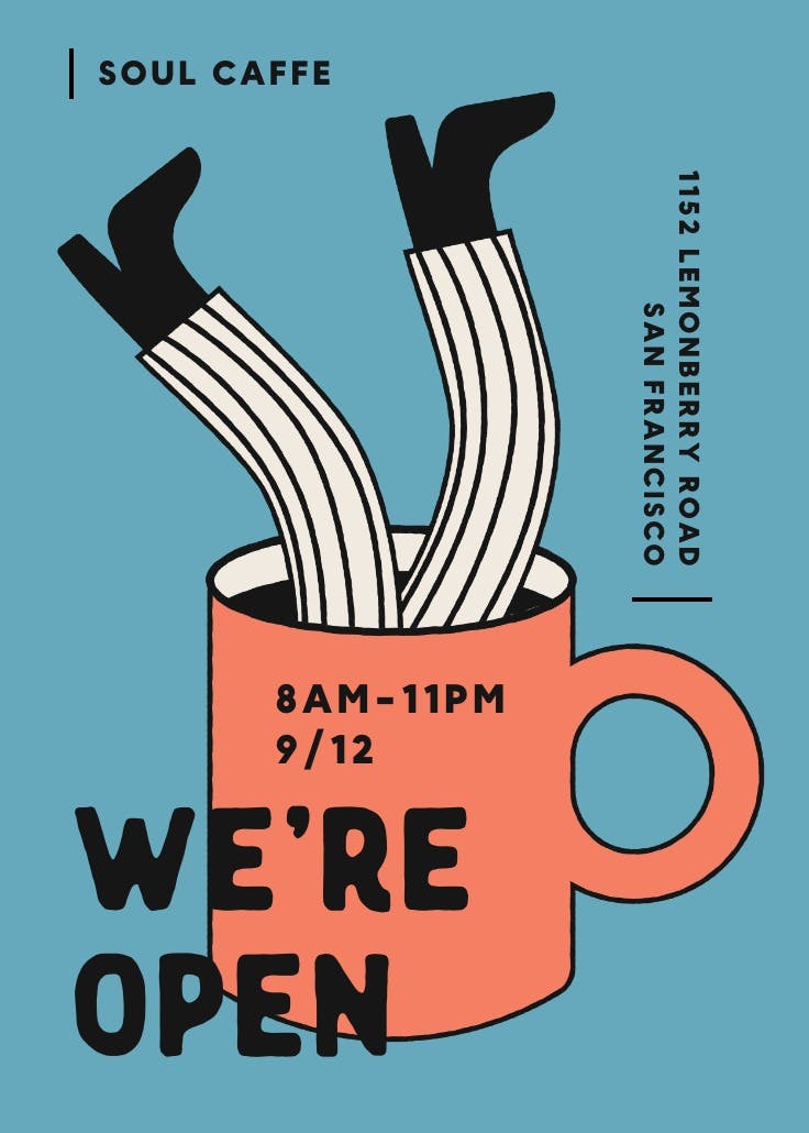 Legs up coffee's on - business poster