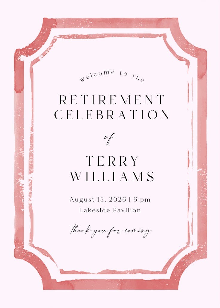 Watercolor frame - retirement poster