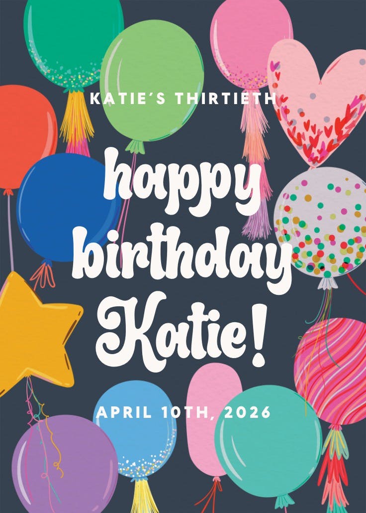 Big balloon bash - birthday poster