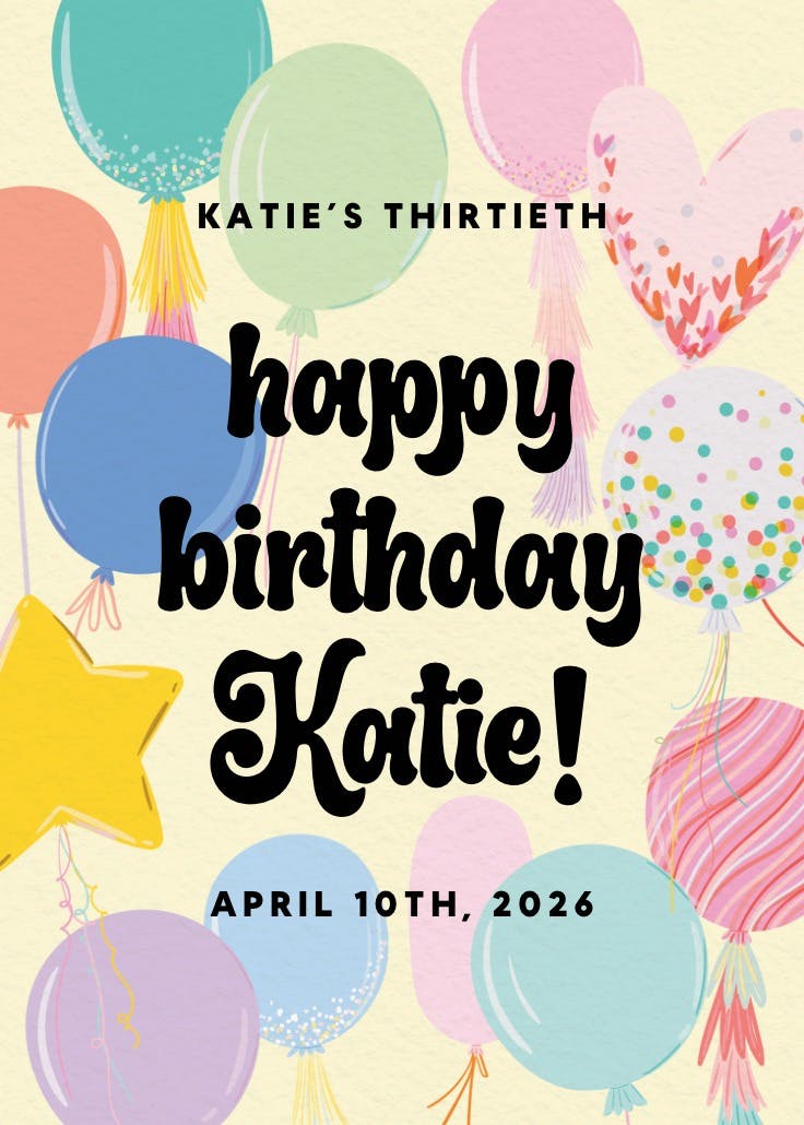 Big balloon bash - birthday poster