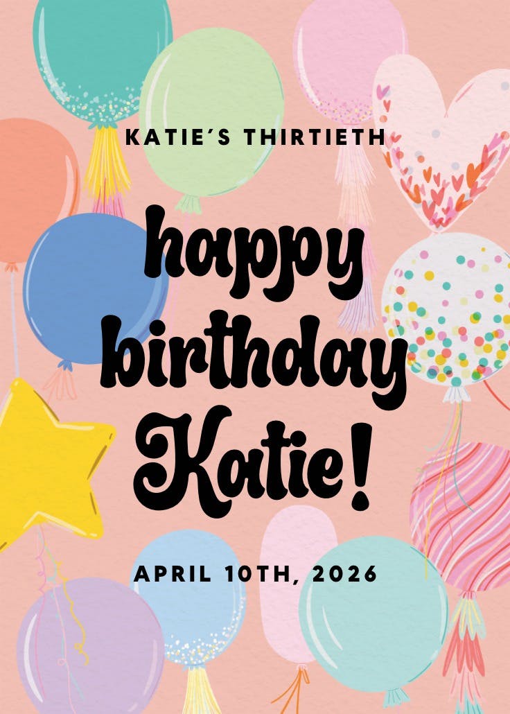 Big balloon bash - birthday poster