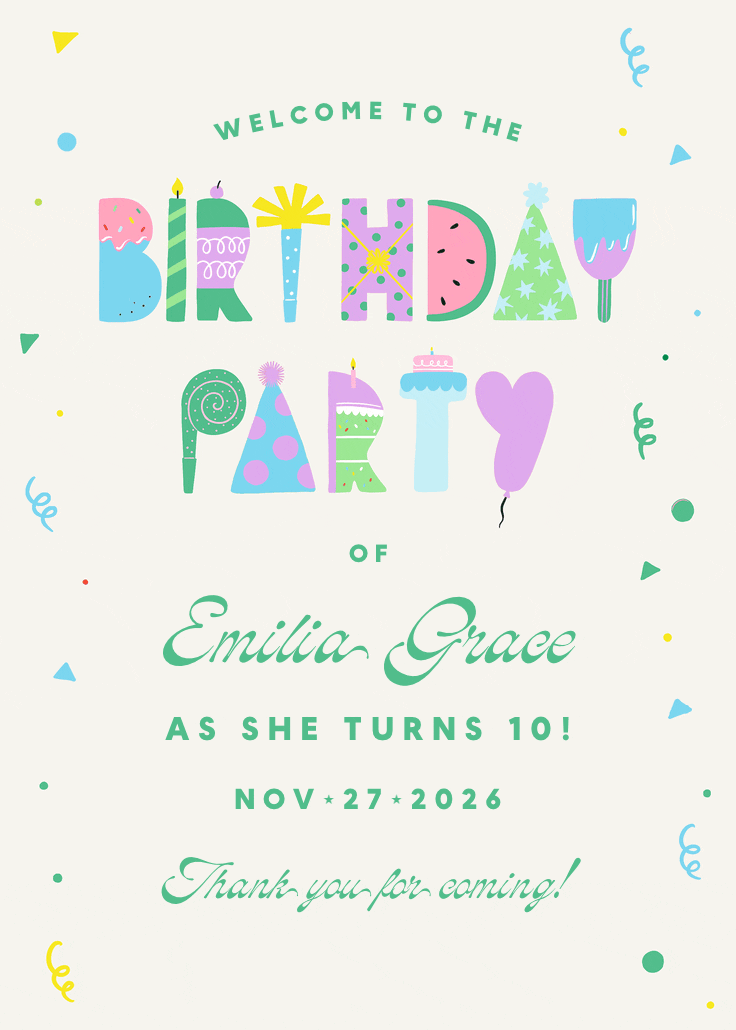 Birthday party happy typo - póster de evento