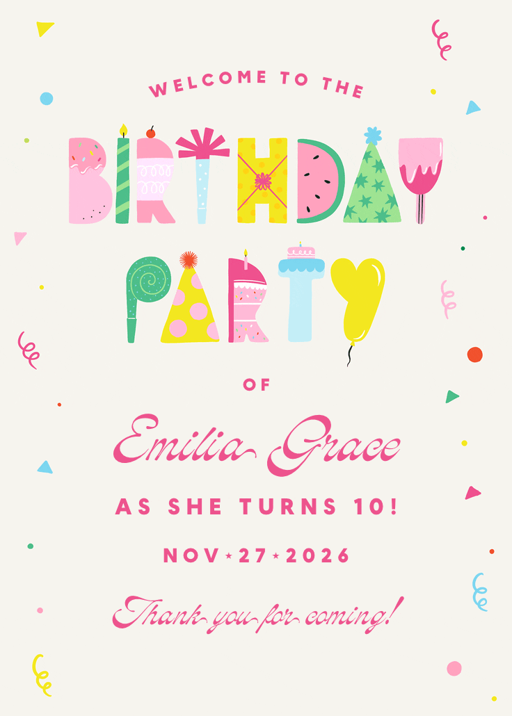 Birthday party happy typo - póster de evento