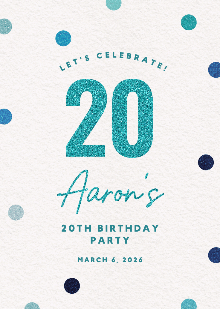 Glittering 20 - birthday poster