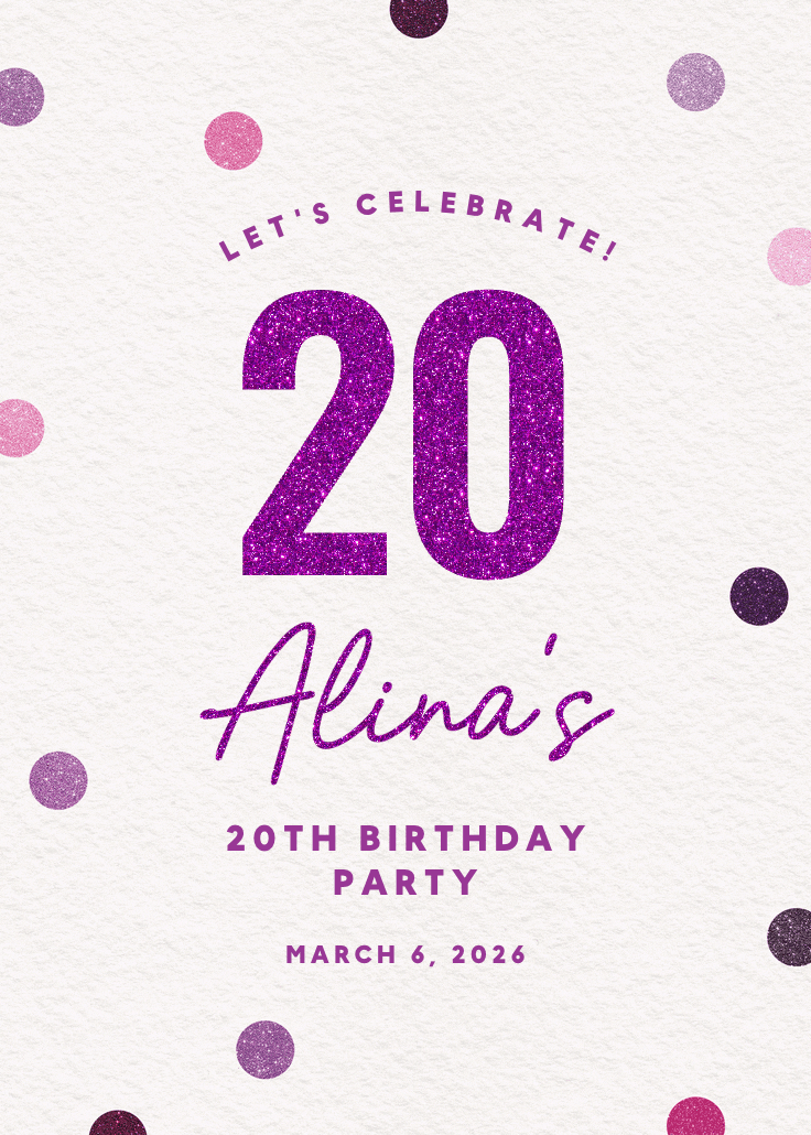 Glittering 20 - birthday poster