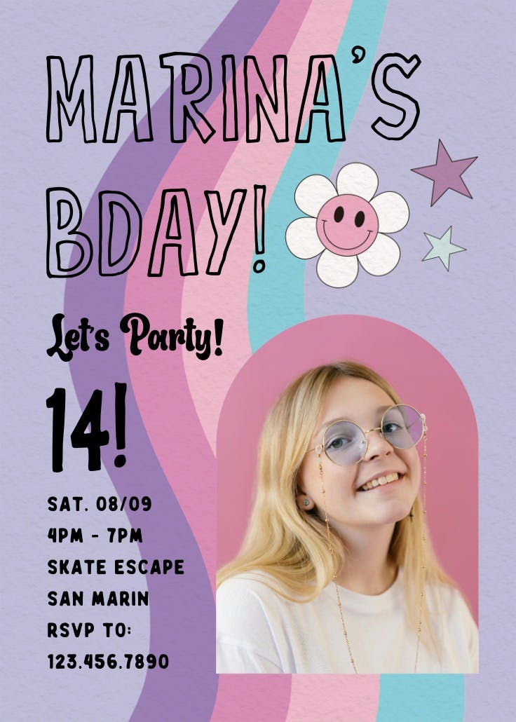 Groovy bday - birthday poster