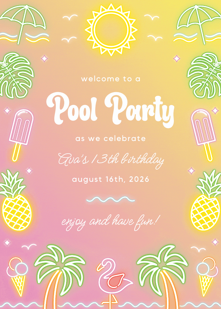 Neon pool lights - events poster