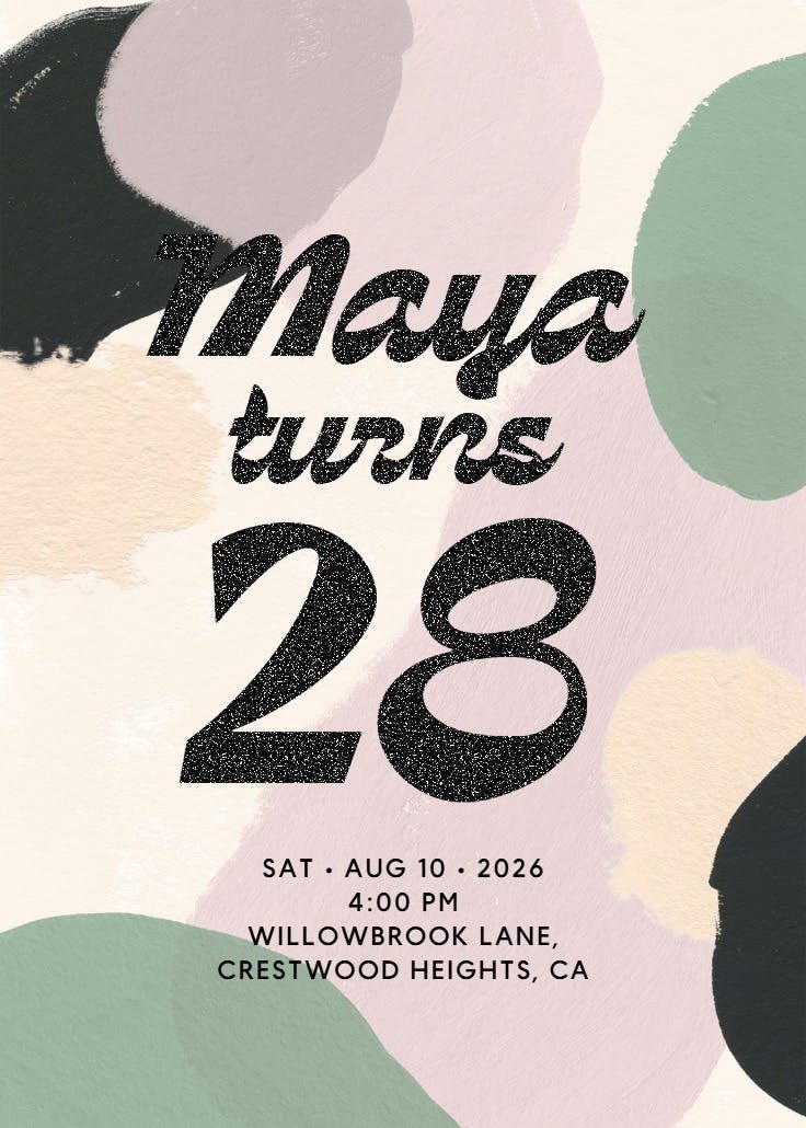 Painterly shapes - birthday poster