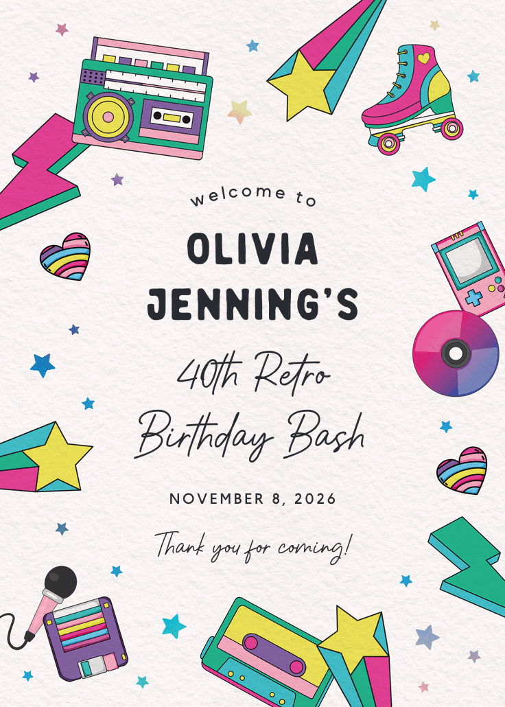 Radical 80s - birthday poster