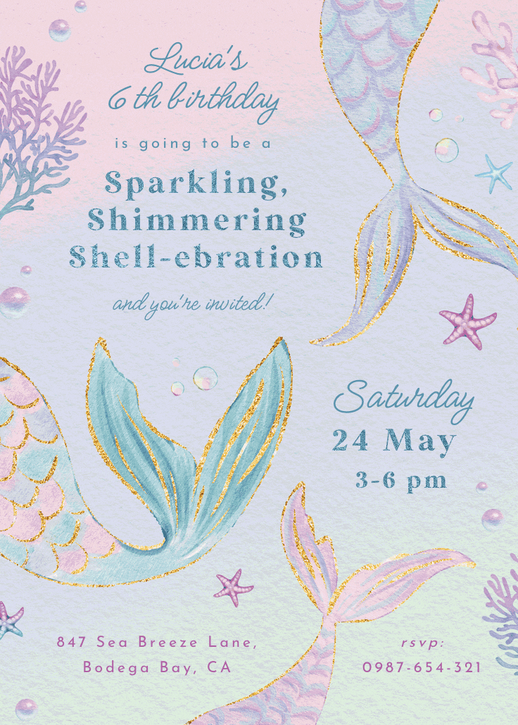 Shimmering shell-ebration - printable party invitation