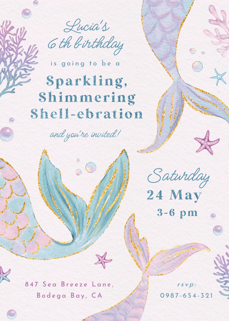 Shimmering shell-ebration - invitation