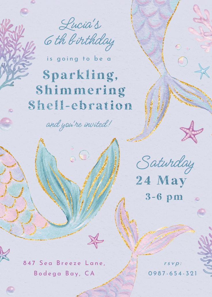 Shimmering shell-ebration - invitación de fiesta