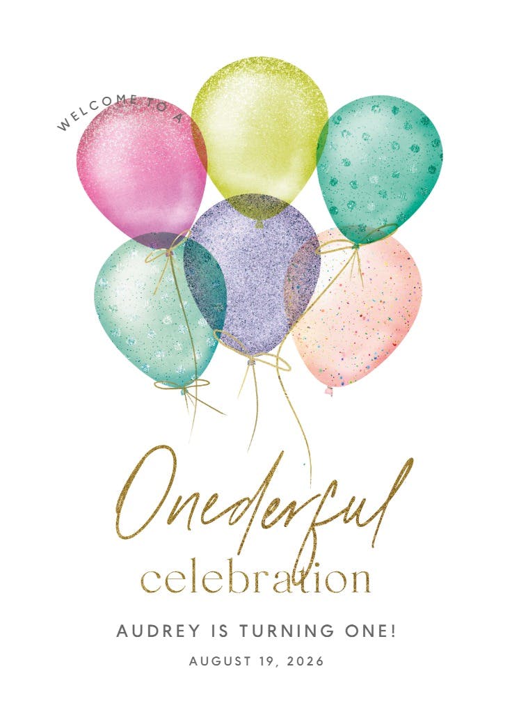 Whimsical glitter balloons - birthday poster