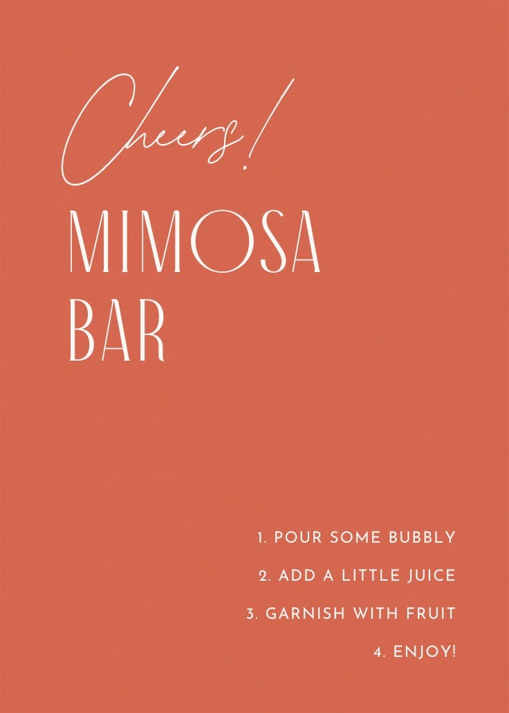 Mimosa minimalism - bridal shower poster
