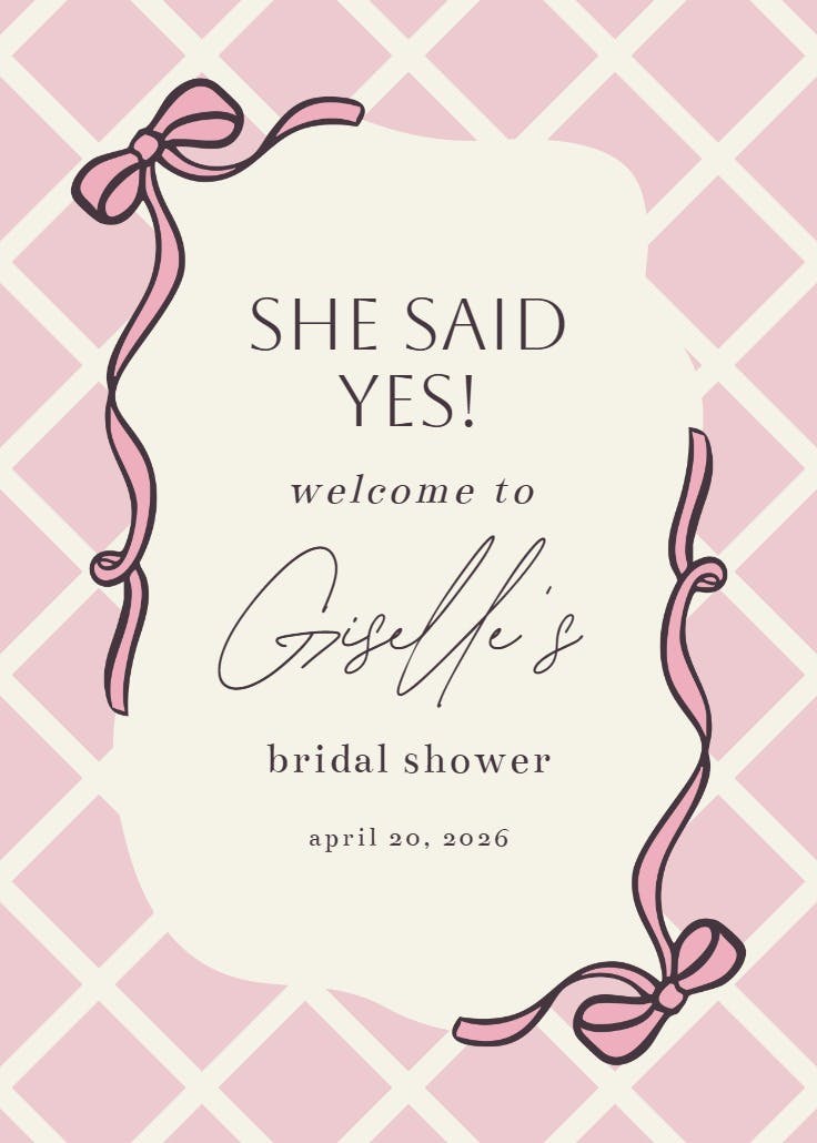 Pink plaid - bridal shower poster
