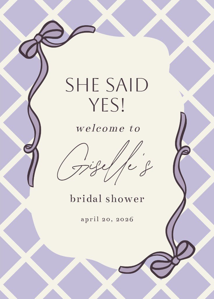 Pink plaid - bridal shower poster