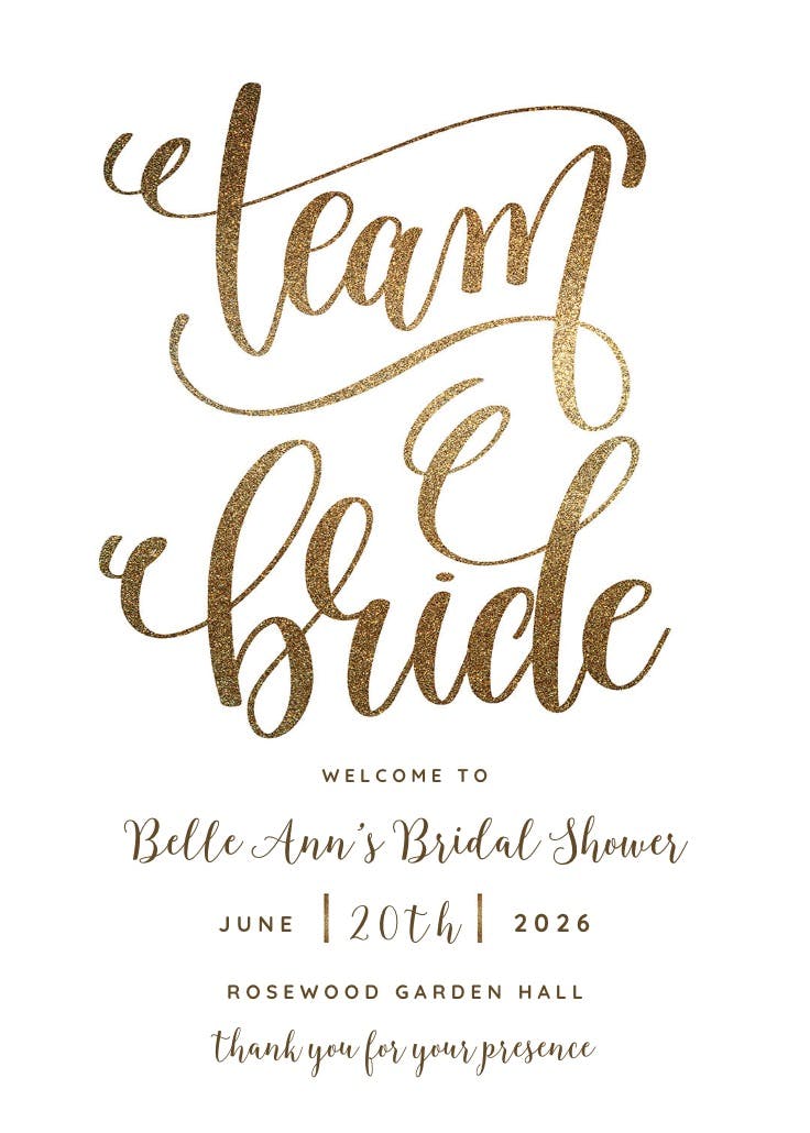 Team bride - events poster