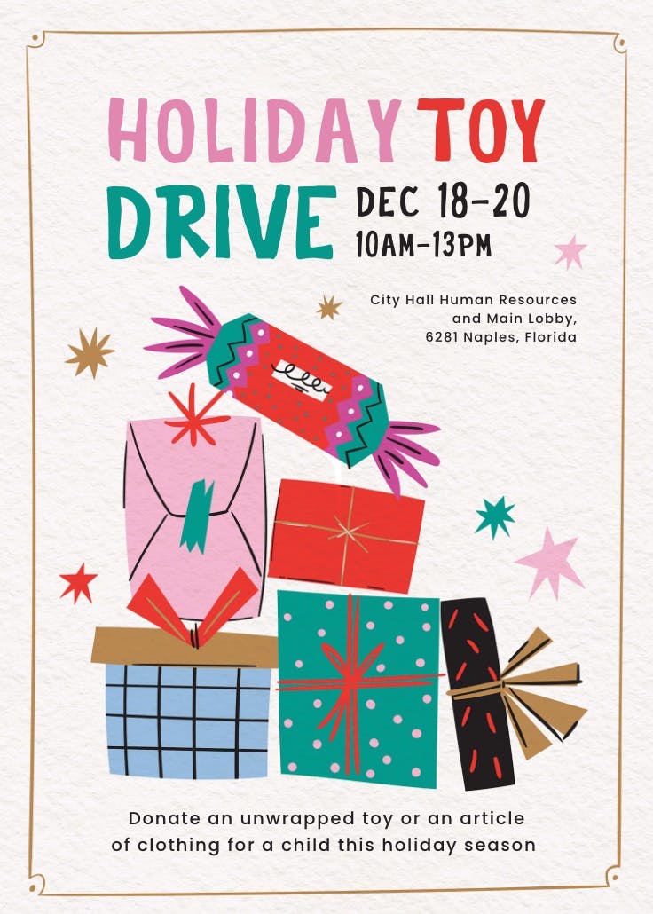 Gifts of joy donation drive - events poster