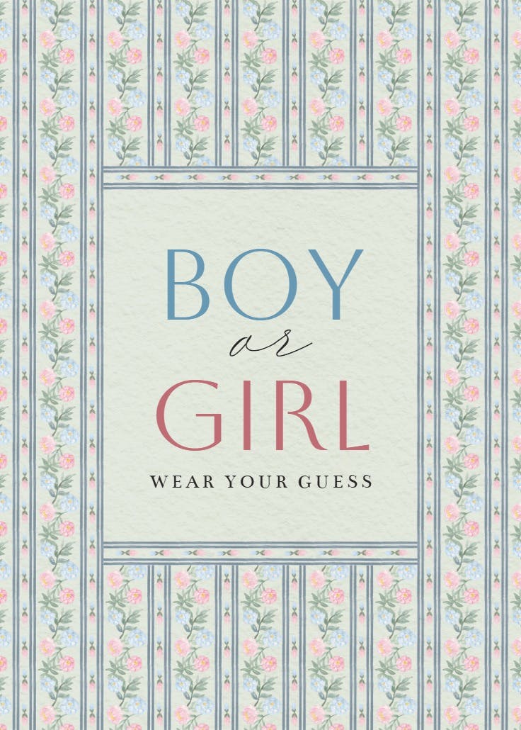 Climbing blooms patterned - gender reveal poster