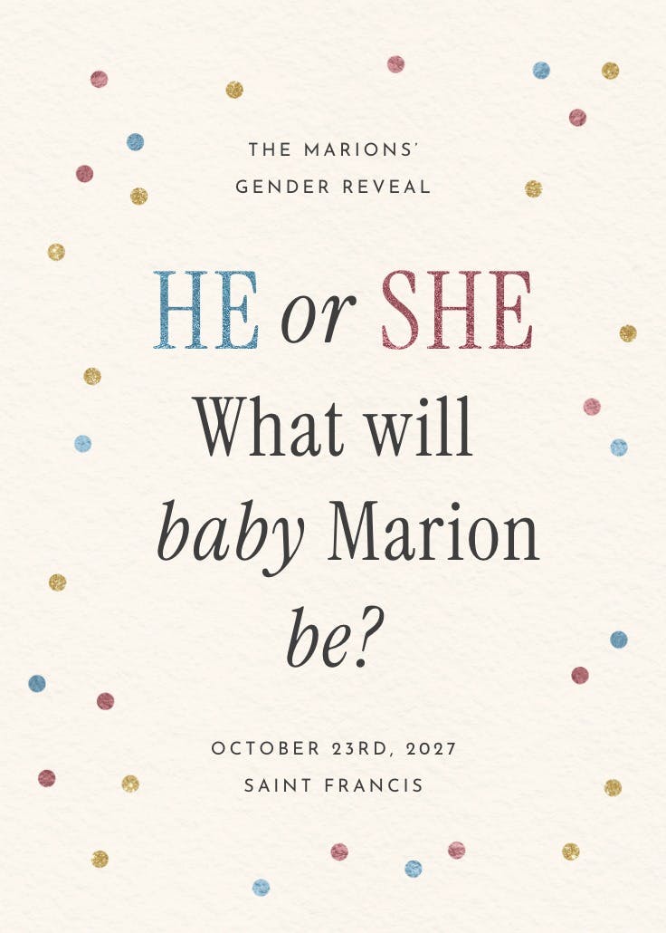 He or she - gender reveal poster