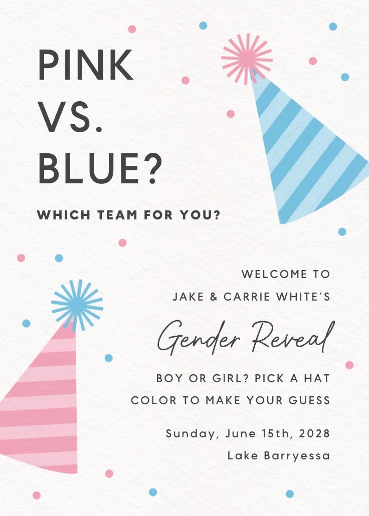 Party hats - gender reveal poster