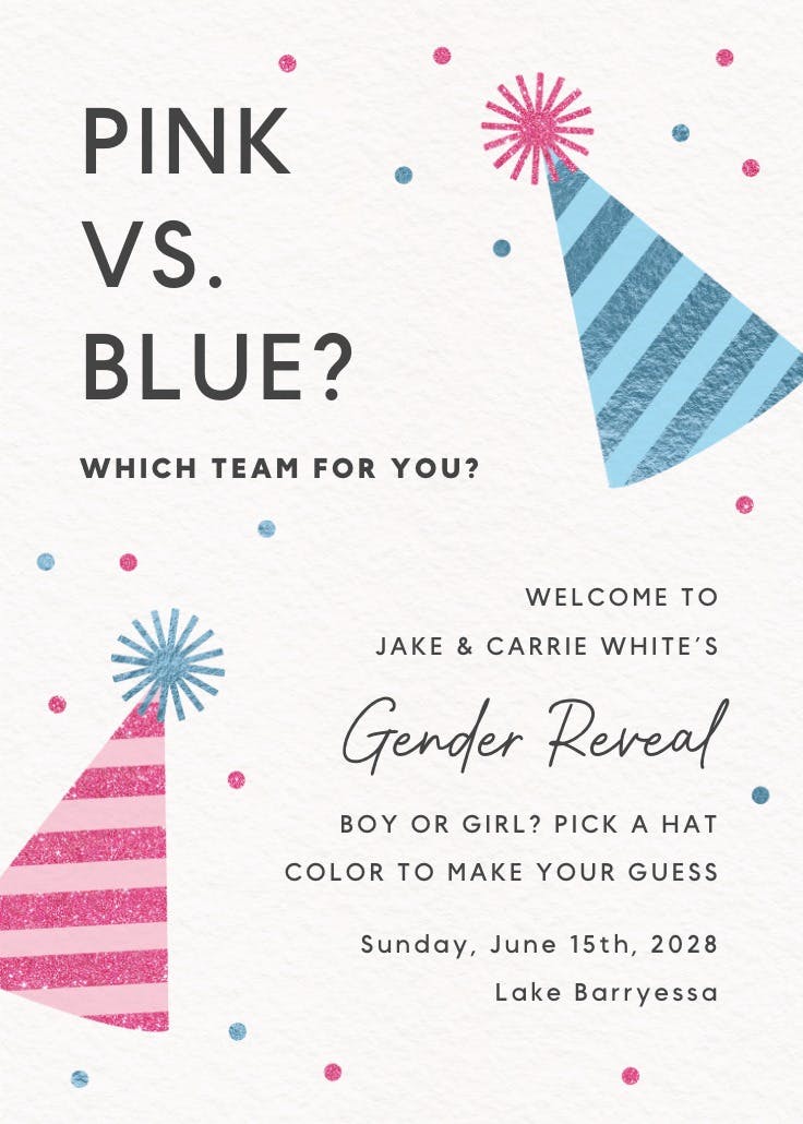 Party hats - gender reveal poster