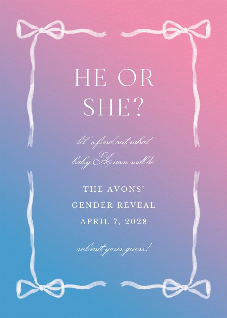 Ribbon reveal - gender reveal poster