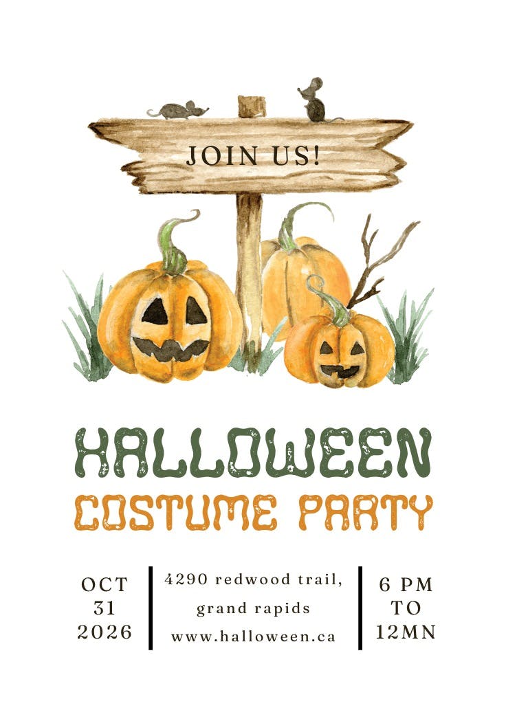 Pumpkin and sign - events poster