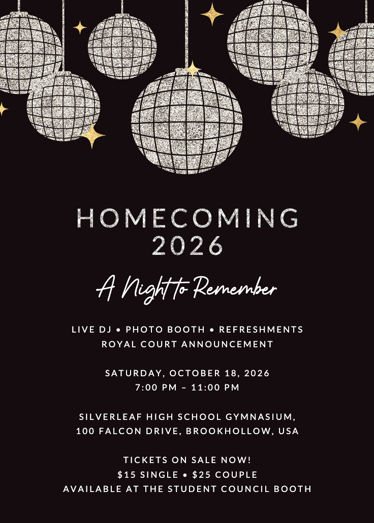 Mega fun disco party - homecoming poster