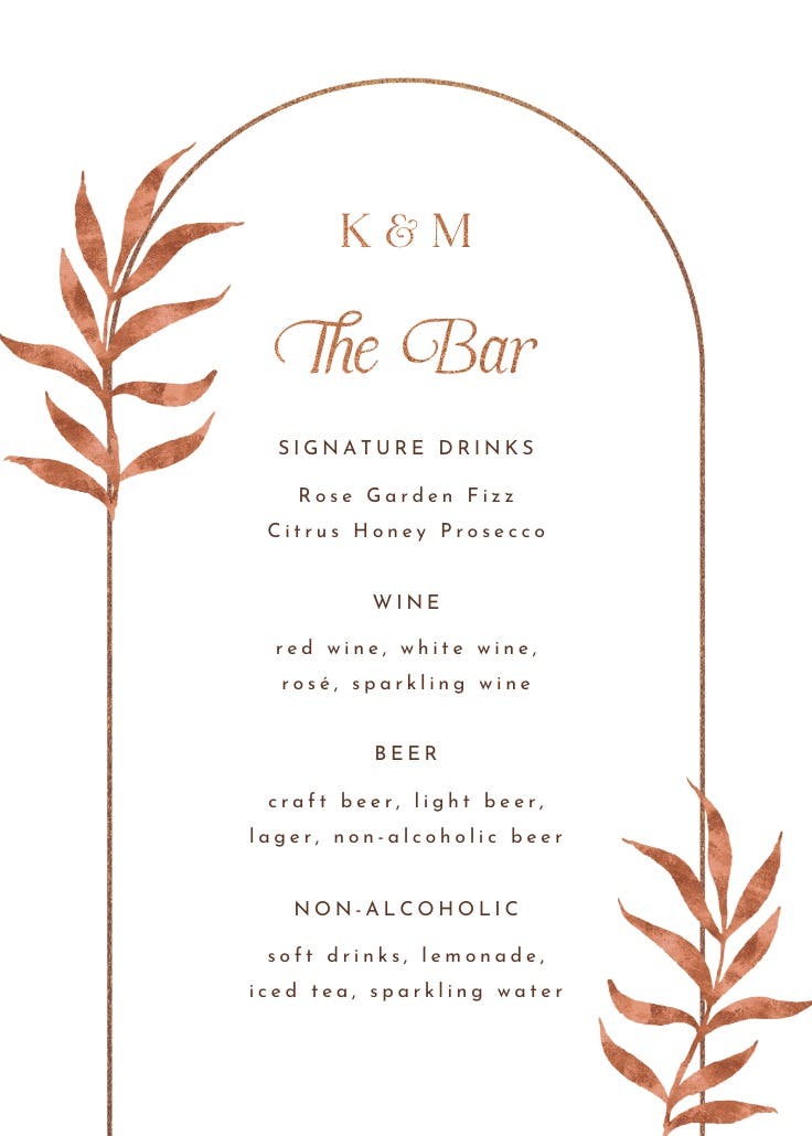 Golden botanical arch - wedding poster