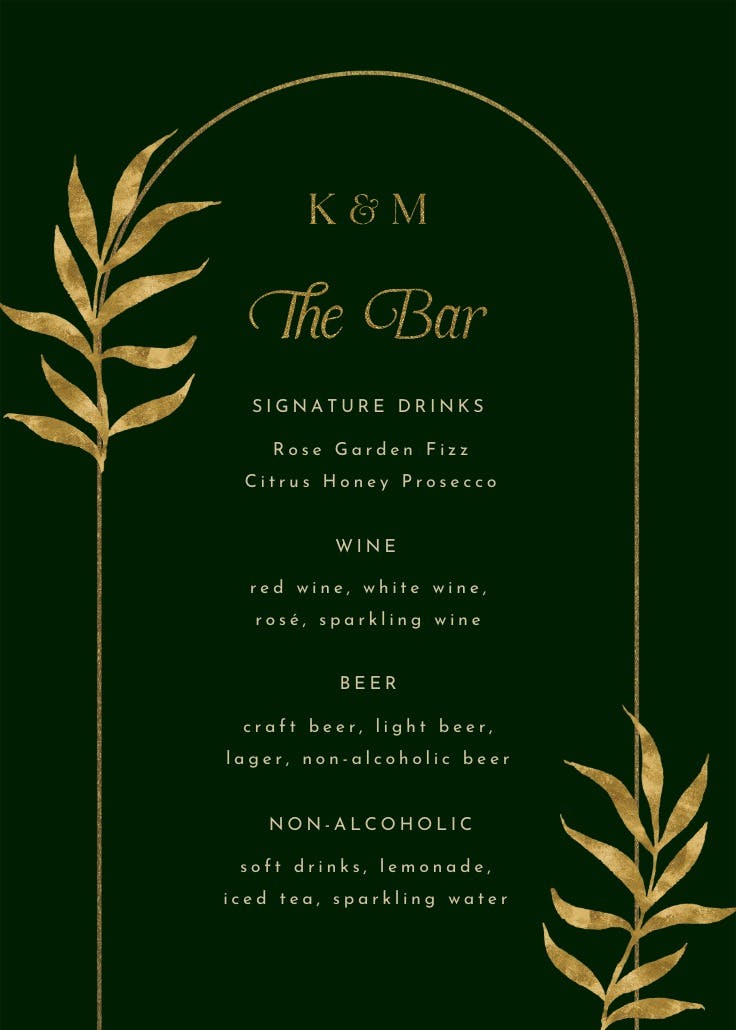 Golden botanical arch - wedding poster