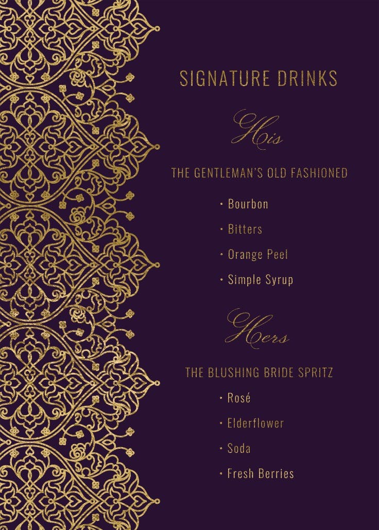 Golden intricacy - wedding poster