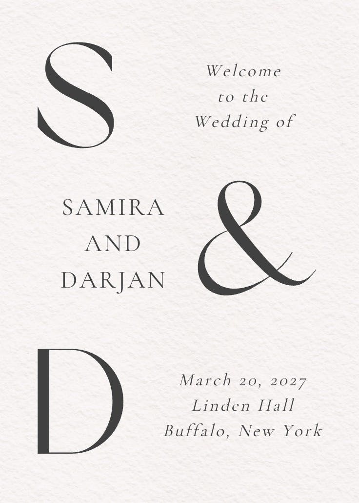Oversized initials - wedding poster