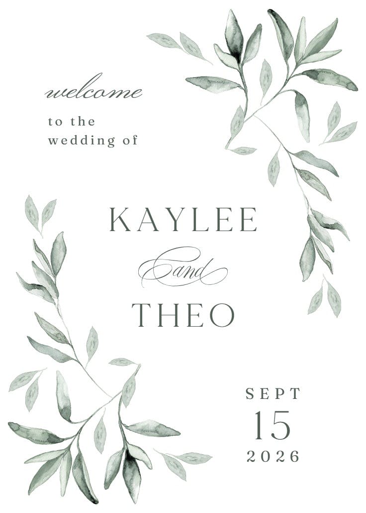 Simple ivy and sage - wedding poster
