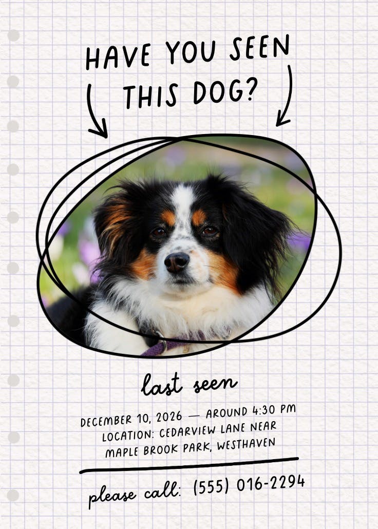 Help bring him home - missing poster