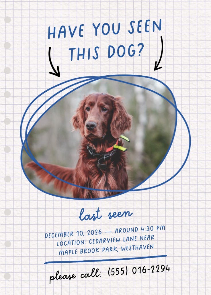 Help bring him home - missing poster