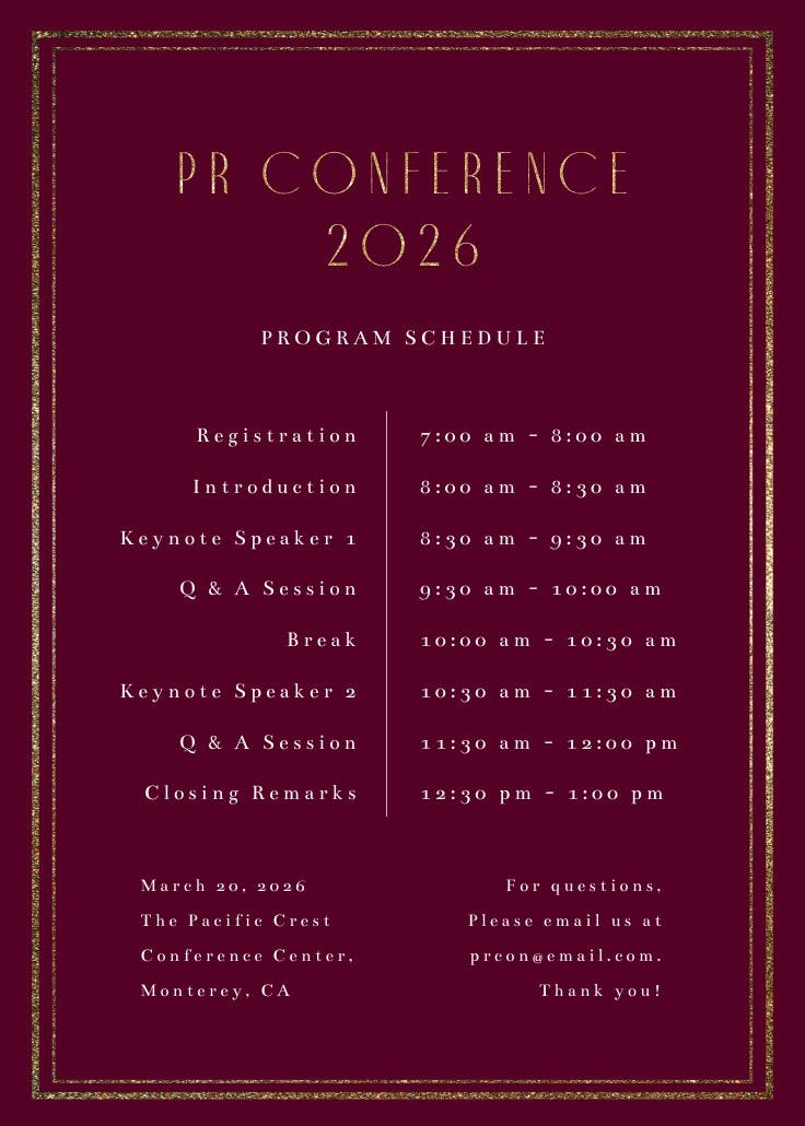 Classy wedding – programa