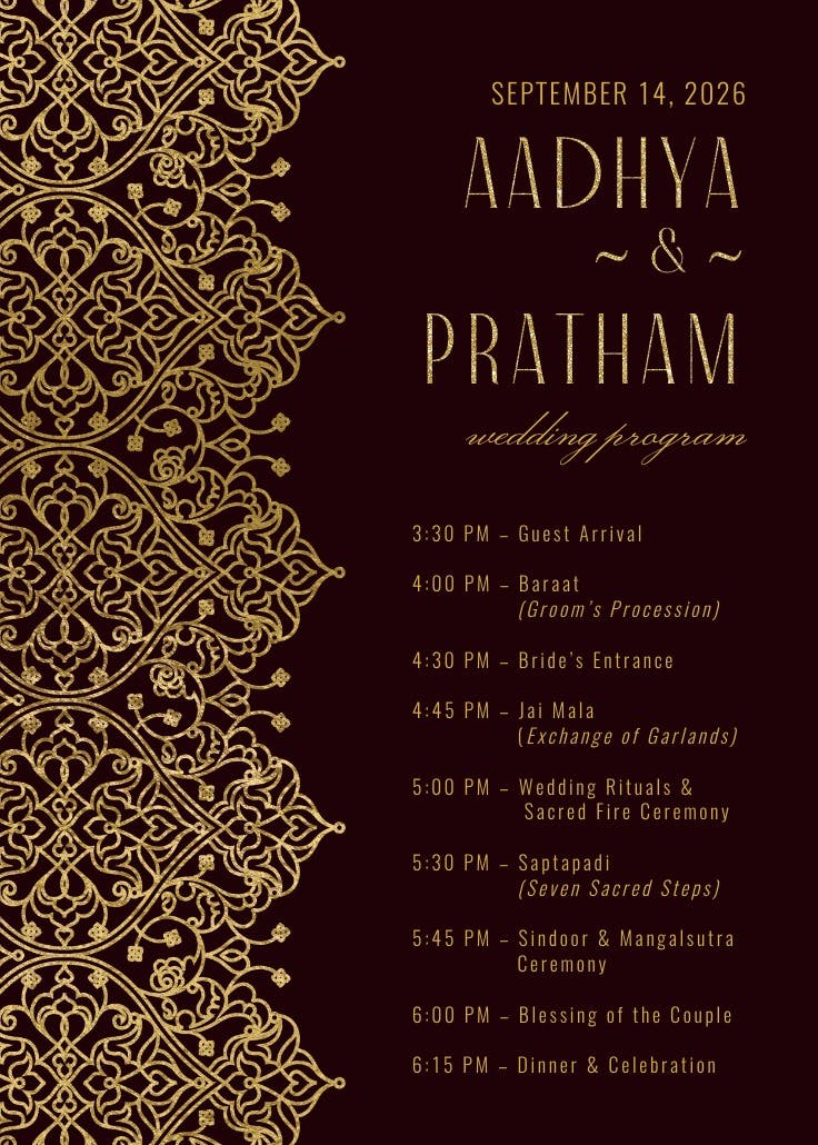 Golden intricacy - programma