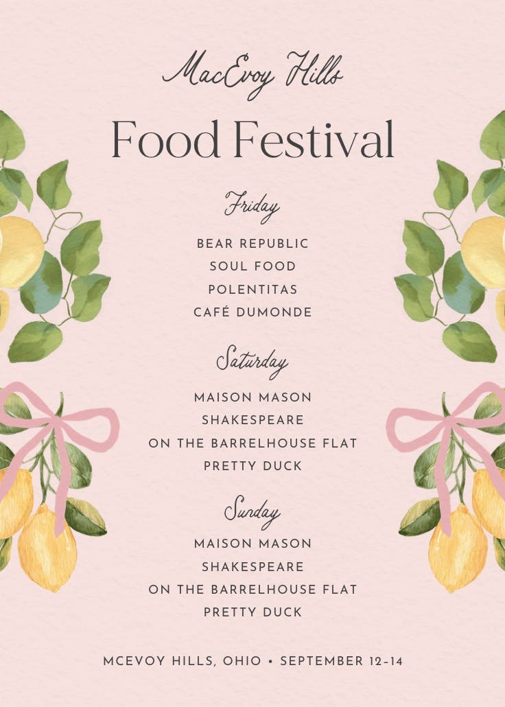 Lovely lemons – programme