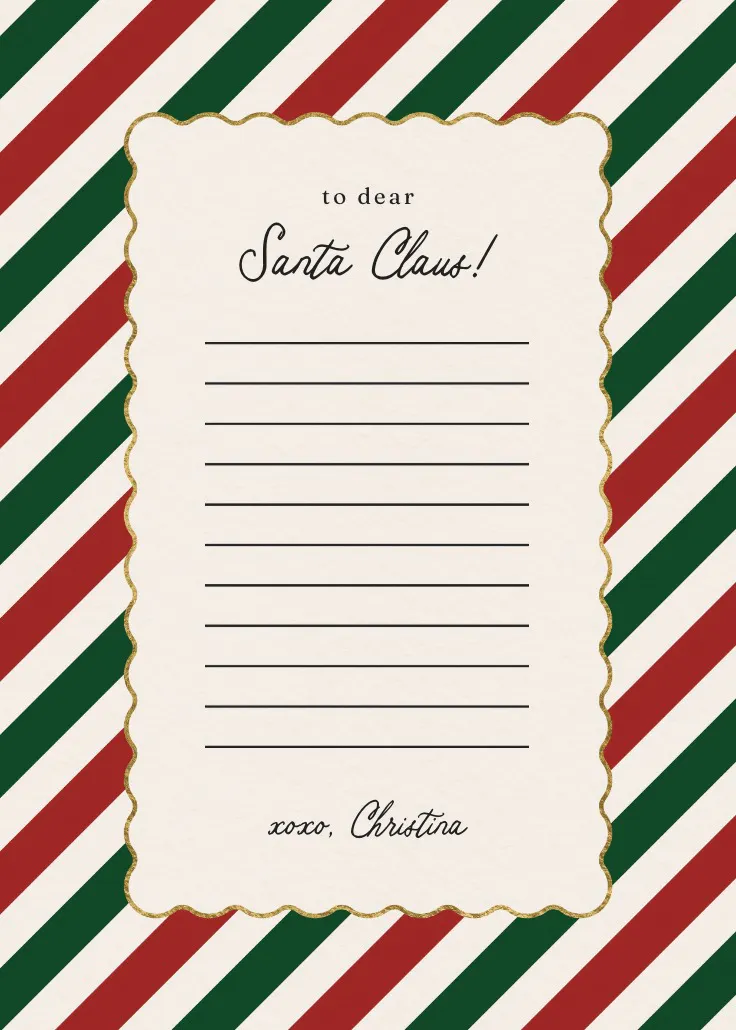 Candy cane stripe - lettera a babbo natale