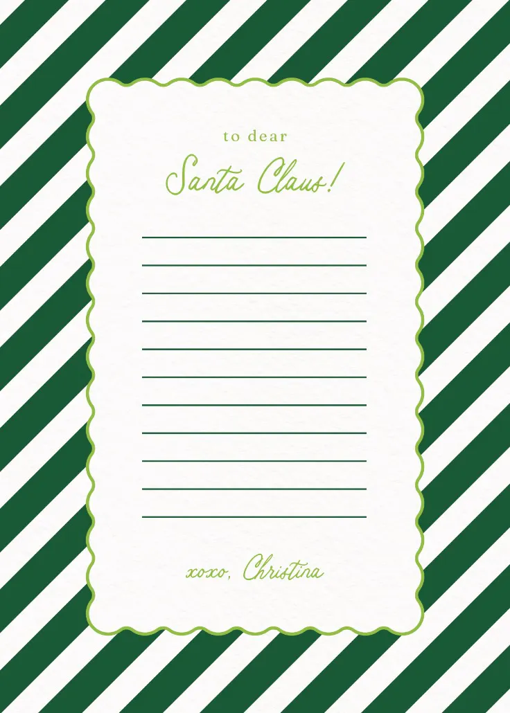 Candy cane stripe - lettera a babbo natale