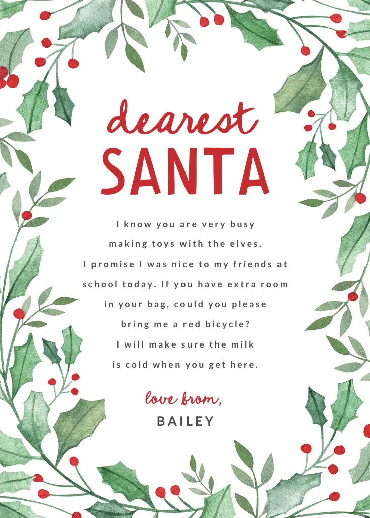 Leaf & holly border - จดหมายซานต้า