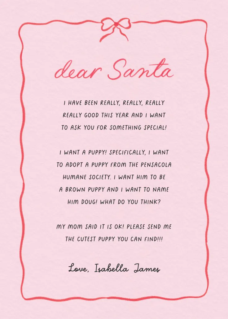 Squiggle bow - noel baba mektubu