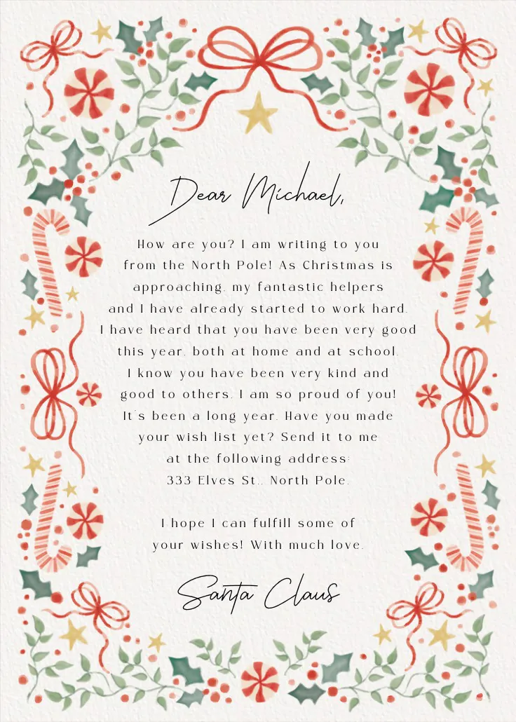 Twinkling tree and ties - lettera a babbo natale